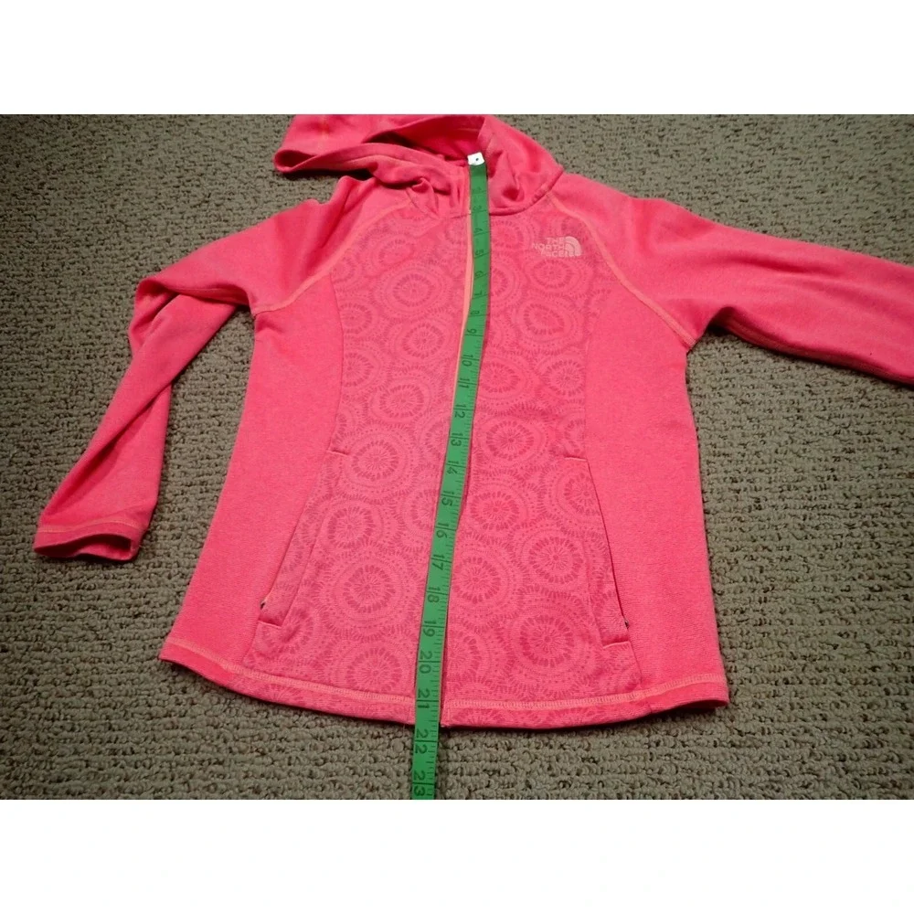 The North Face Fleece Jacket‎ Girls Medium Pink Good Full Zip Hooded Geometric